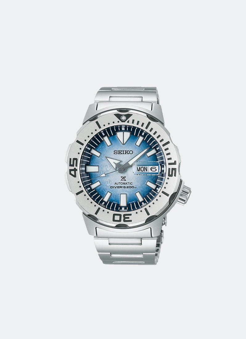 Seiko Prospex Automatic Men Blue Dial Silver Silicone 43.2mm Angle