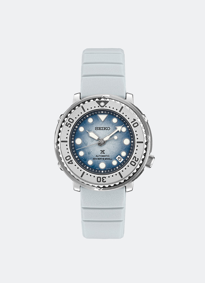 Seiko Prospex Automatic Men Blue Dial Silver Silicone 43.2mm