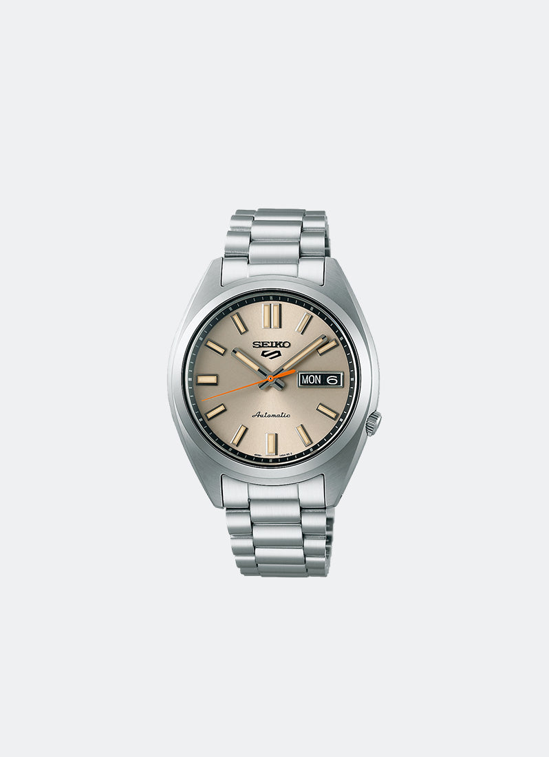 Seiko 5 Sport Automatic Men Ivory Dial Silver Bracelet 37.4mm