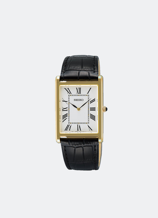 Seiko Classic Quartz Ladies White Dial Gold Leather 27.2mm SWR104P1
