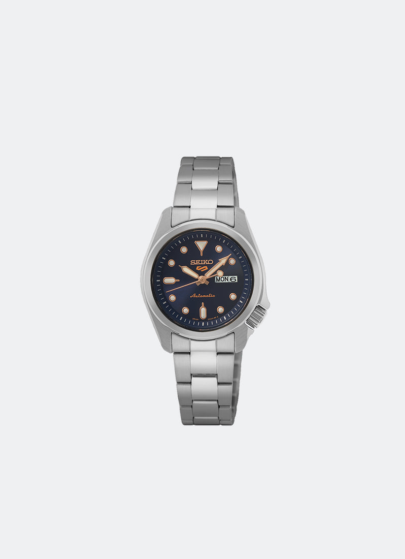 Seiko 5 Sports Automatic Women Dark Blue Dial Silver Bracelet 28mm - SRE003K1