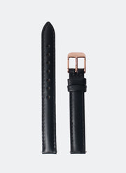 Matte Black Leather with Rose Gold Buckle - 12mm