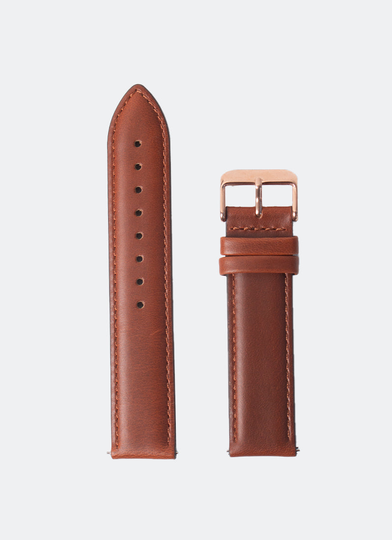 Brown Leather with Rose Gold Buckle - 20mm