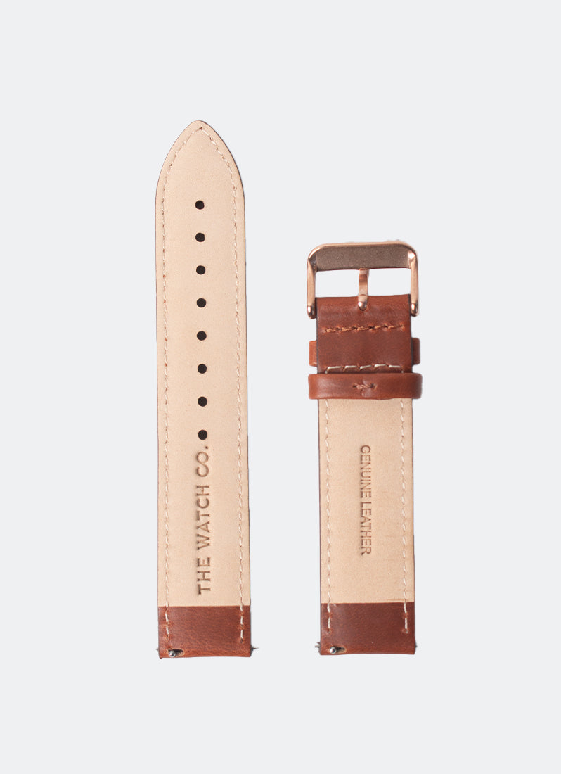 Brown Leather with Rose Gold Buckle - 20mm