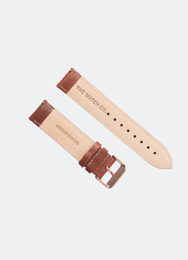 Brown Leather with Rose Gold Buckle - 20mm