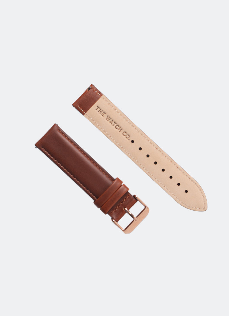 Brown Leather with Rose Gold Buckle - 20mm