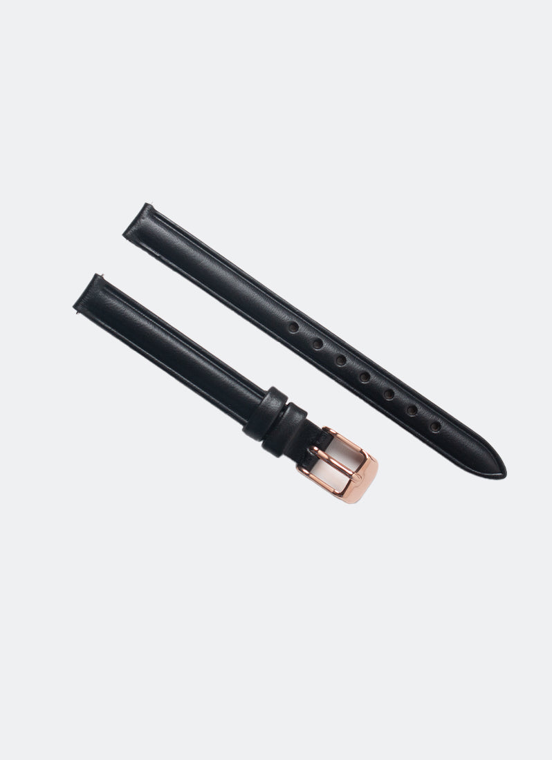 Matte Black Leather with Rose Gold Buckle - 10mm