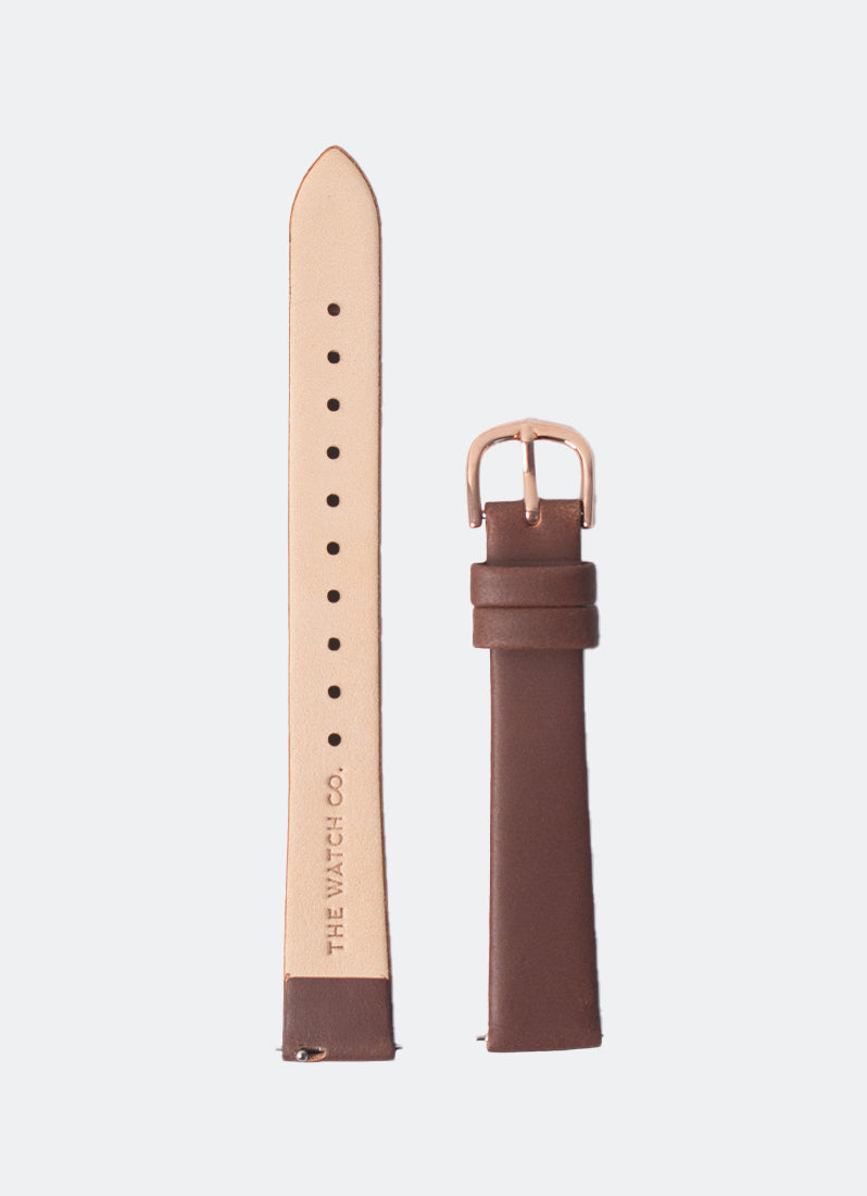 Brown Leather with Rose Gold Buckle - 14mm