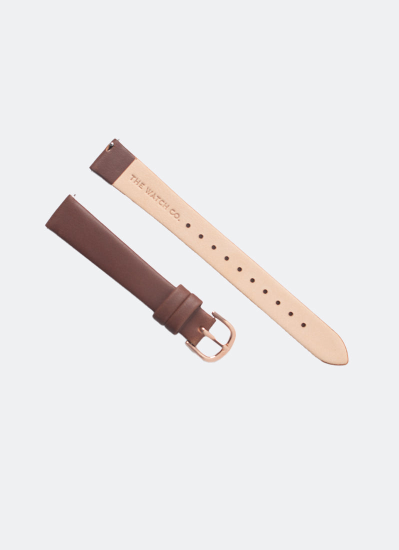 Brown Leather with Rose Gold Buckle - 14mm