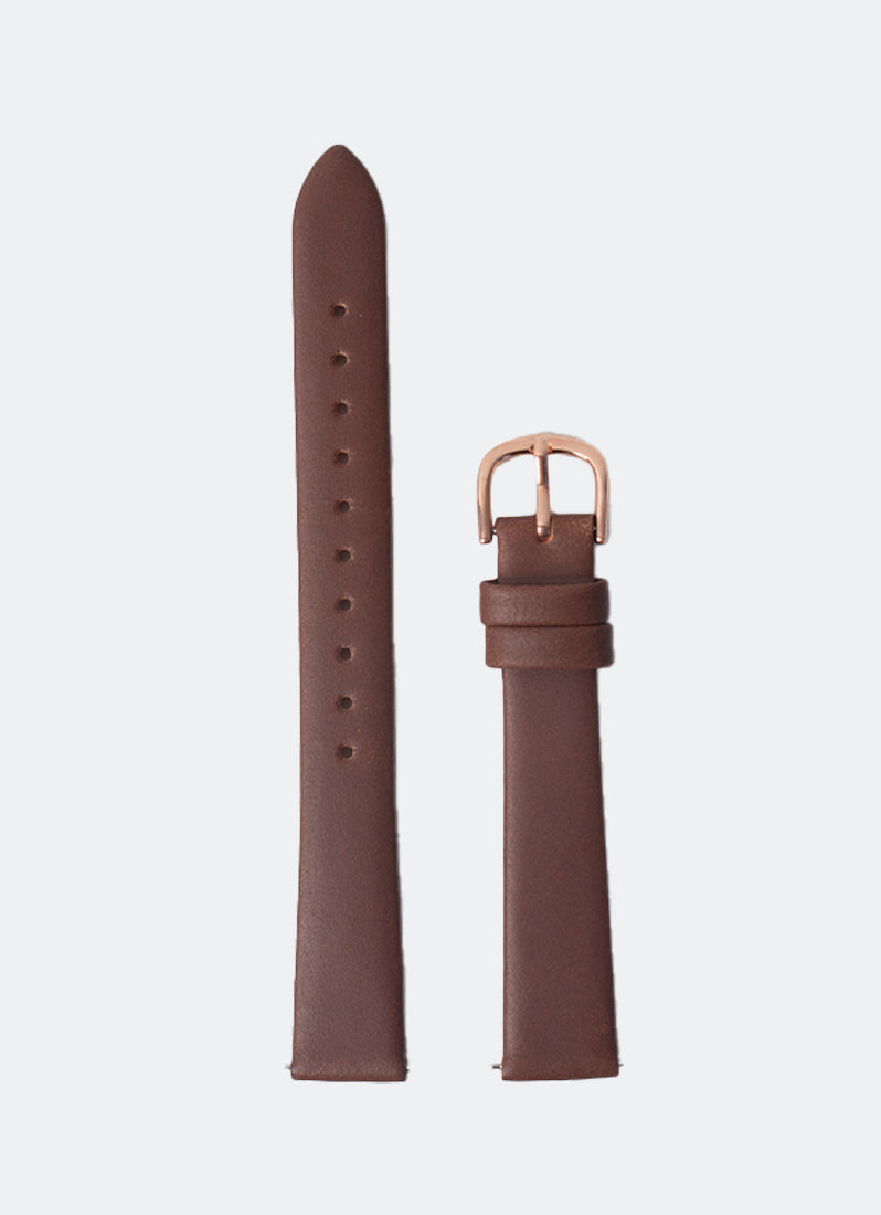 Brown Leather with Rose Gold Buckle - 14mm