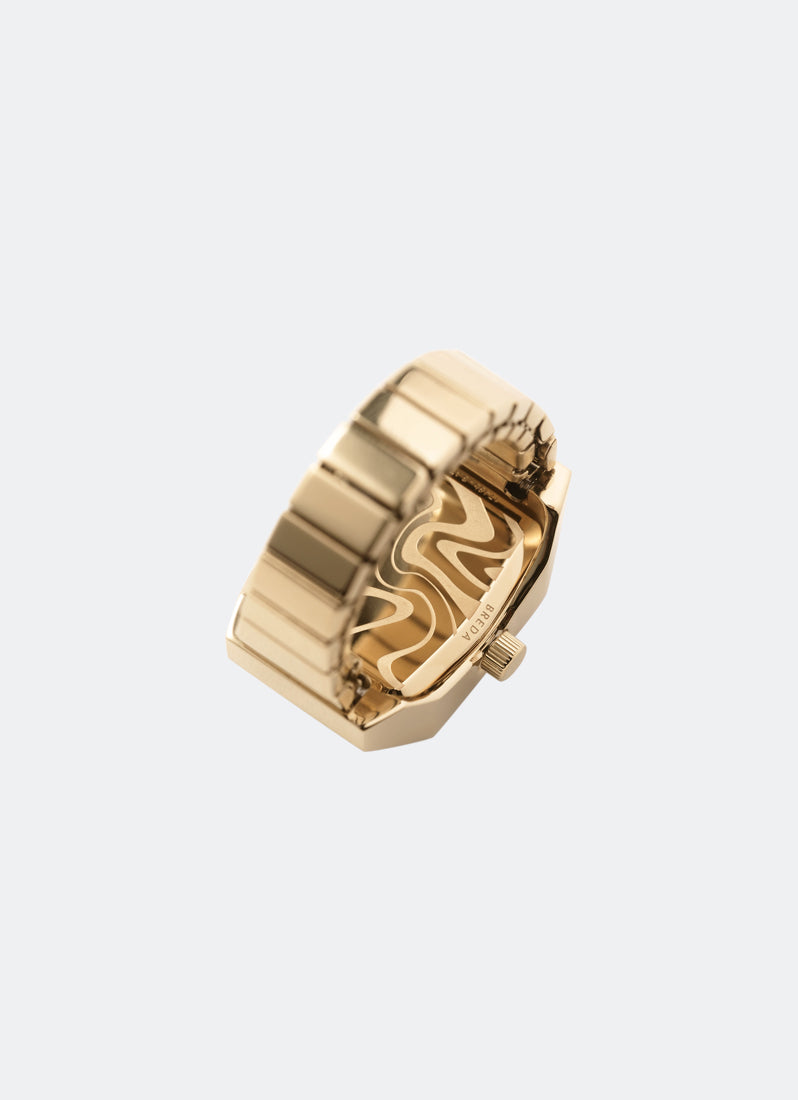 Breda Dalmata Gold Dial Clear Gold Ring Watch 15mm - 1748B
