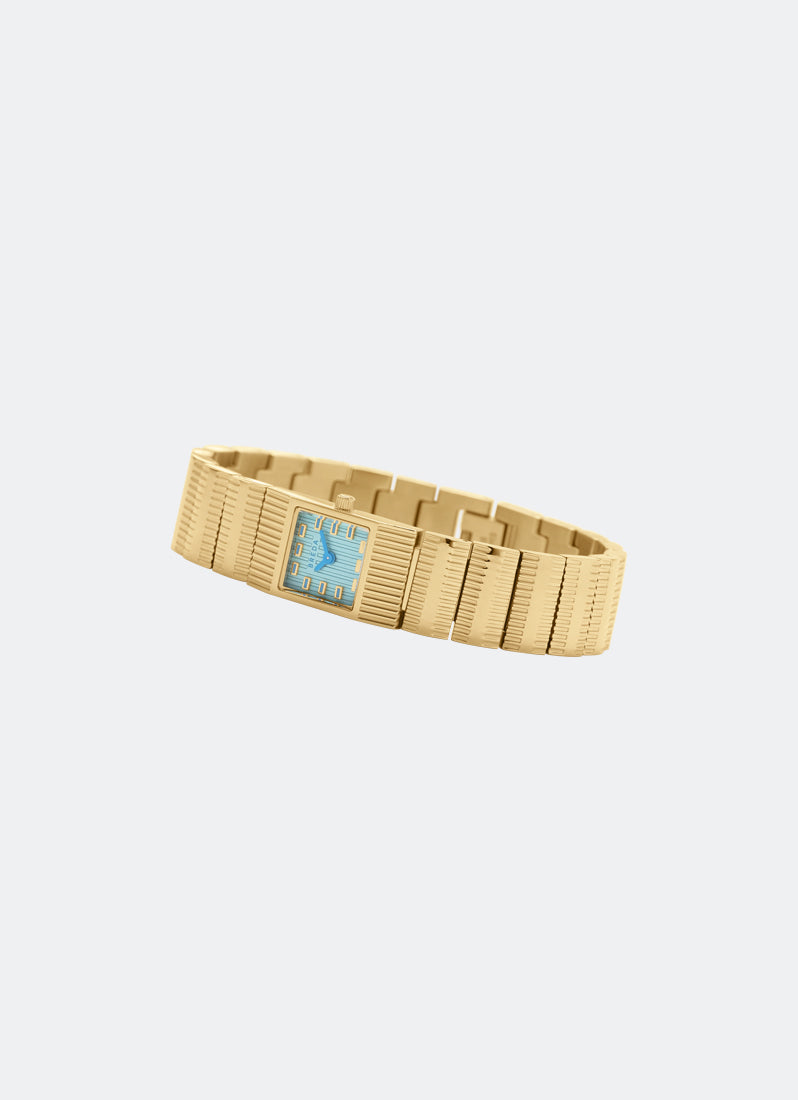Breda Groove Aqua Dial Gold Metal Bracelet 16mm - 1749A