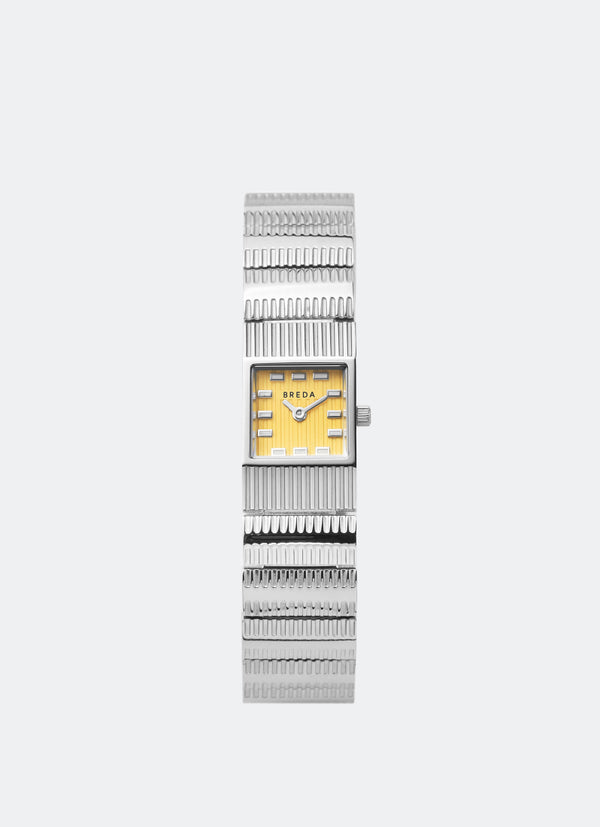 Breda Groove Canary Dial Stainless Steel Metal Bracelet 16mm - 1749B