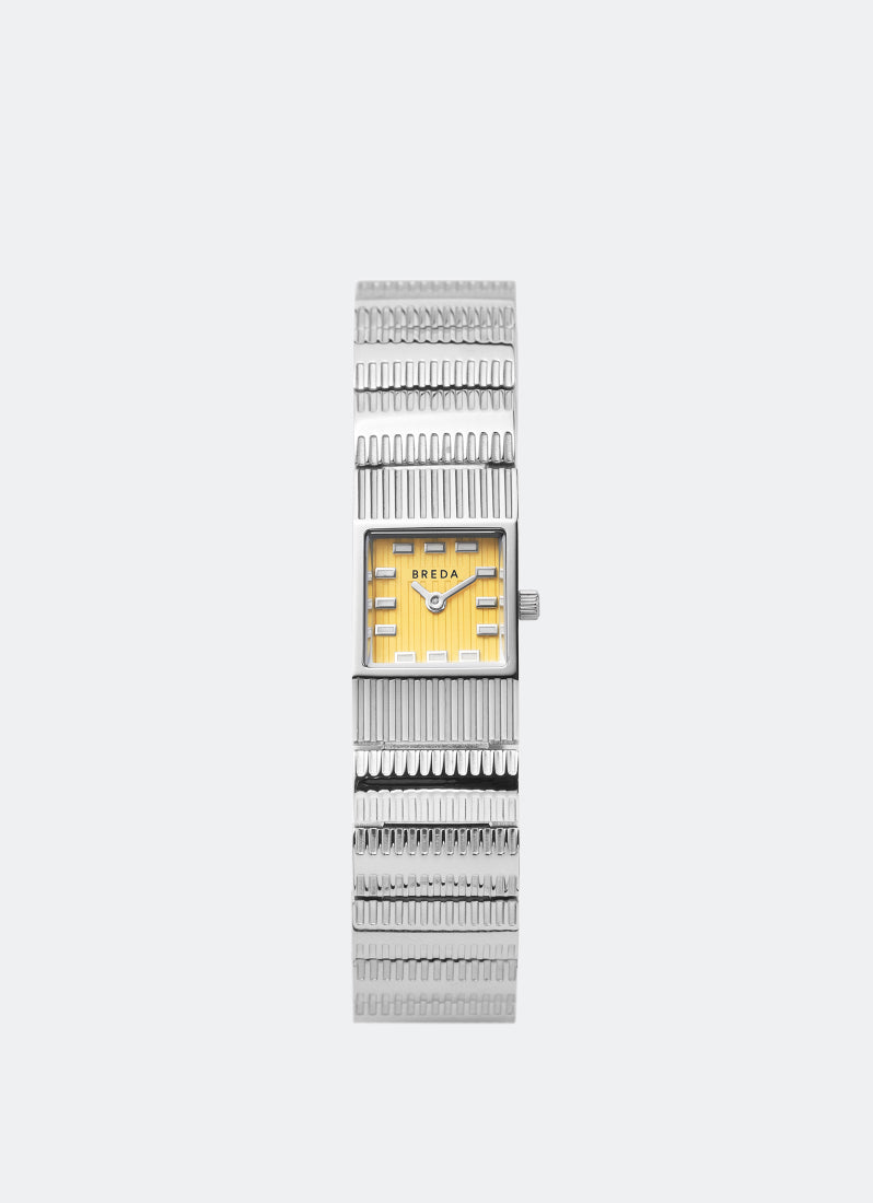 Breda Groove Canary Dial Stainless Steel Metal Bracelet 16mm - 1749B