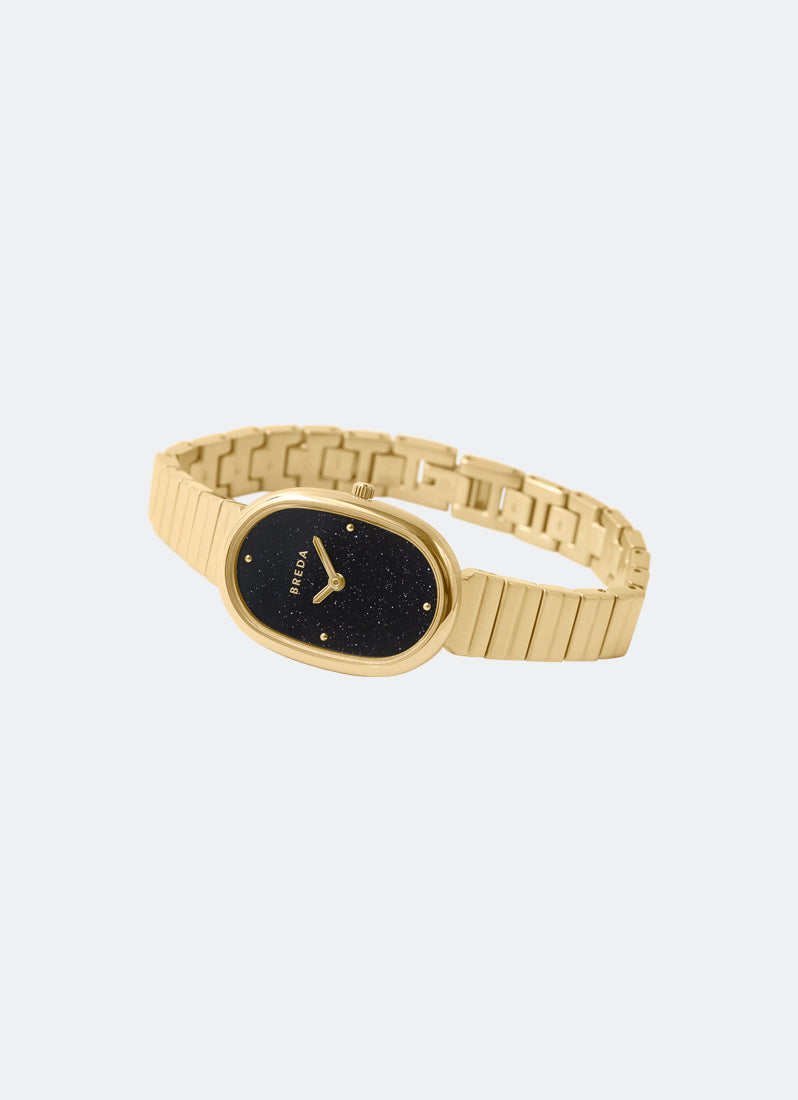 Breda Jane Genuine Specularite Stone Dial Gold Metal Bracelet 23mm - 1741J