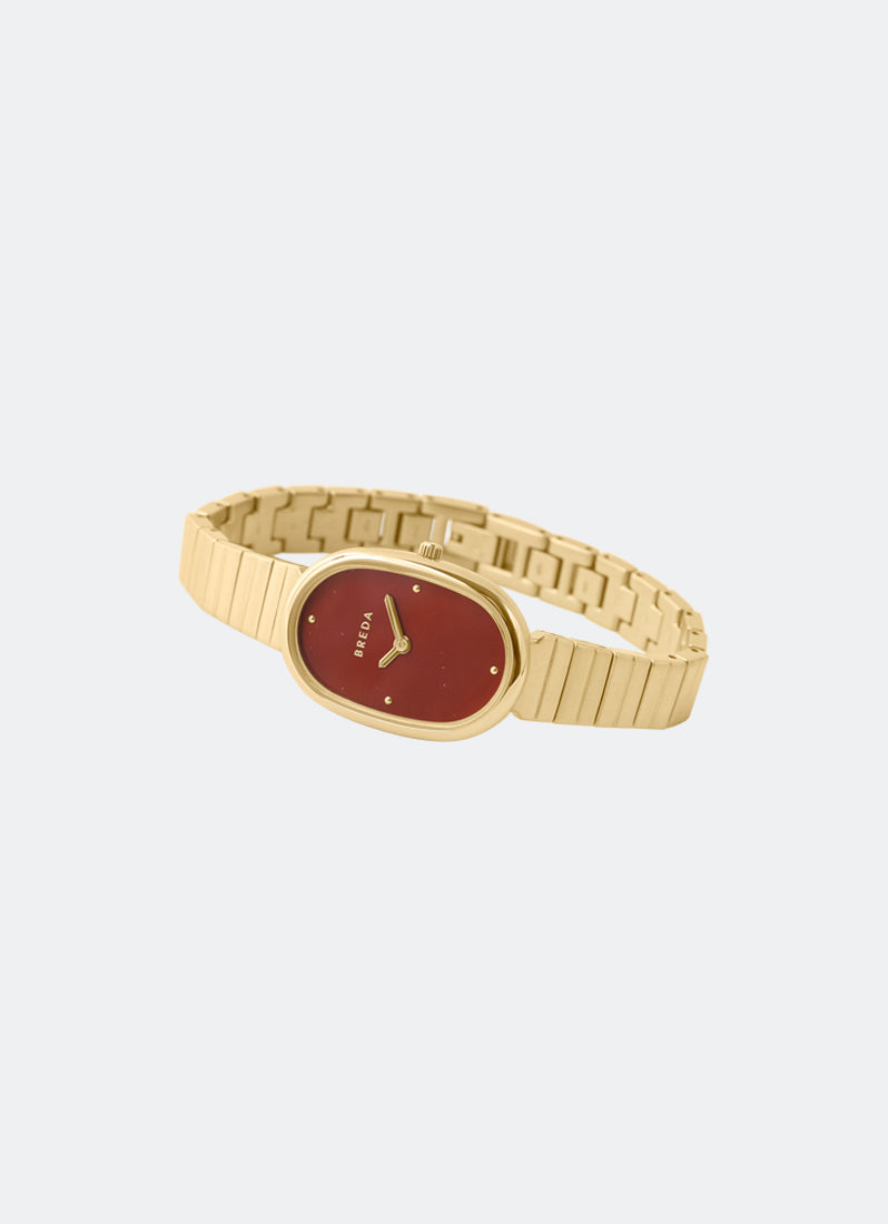 Breda Jane Genuine Jasper Stone Dial Gold Metal Bracelet 23mm - 1741K