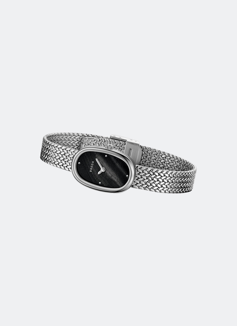 breda jane tethered stainless steel metal mesh watch angle