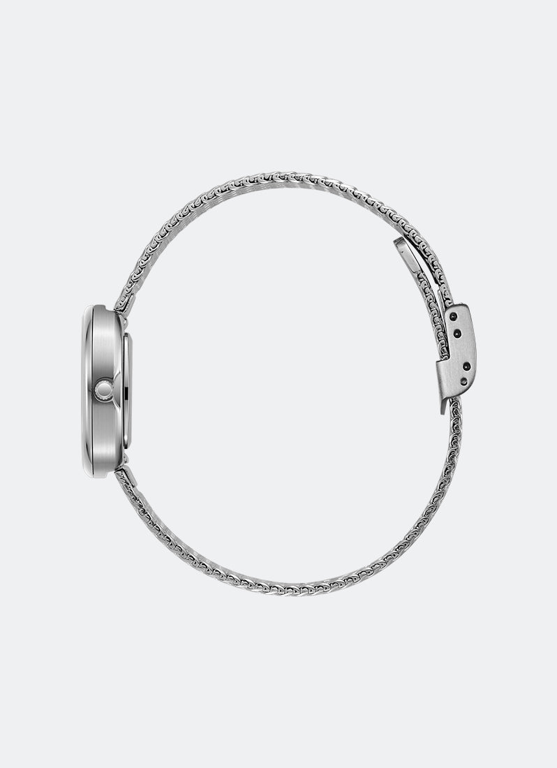 breda jane tethered stainless steel metal mesh watch side