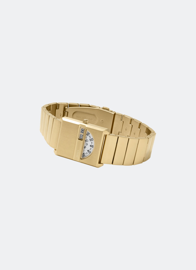 Breda Pulse Tandem White Dial Gold Metal Bracelet 26mm - 1747A
