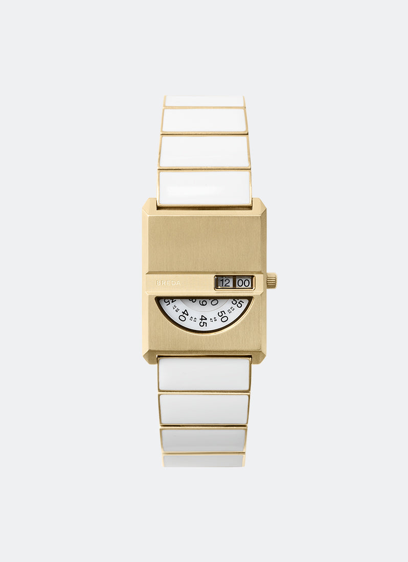 Breda Pulse Tandem White Dial White Metal Bracelet - 1747E