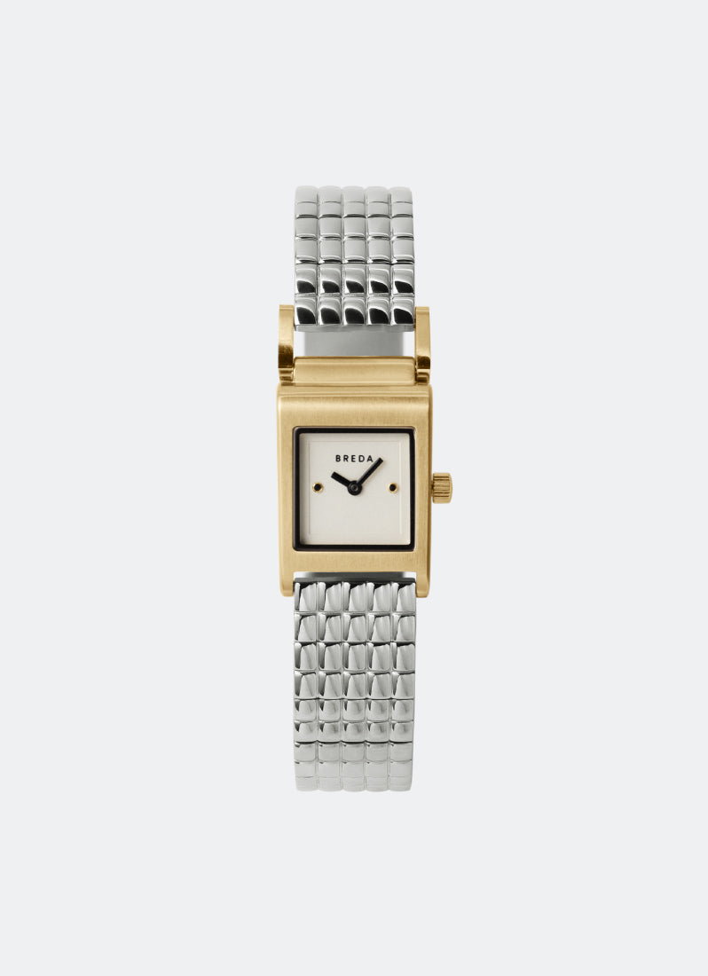 Breda Revel Ivory Dial Two Tone Gold Stainless Steel Metal Bracelet 18mm - 1746D