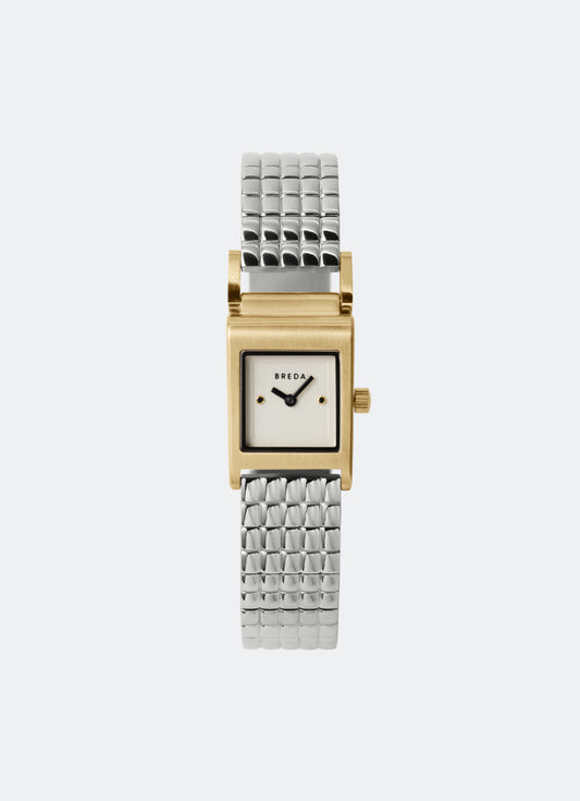 Breda Revel Ivory Dial Two Tone Gold Stainless Steel Metal Bracelet 18mm - 1746D