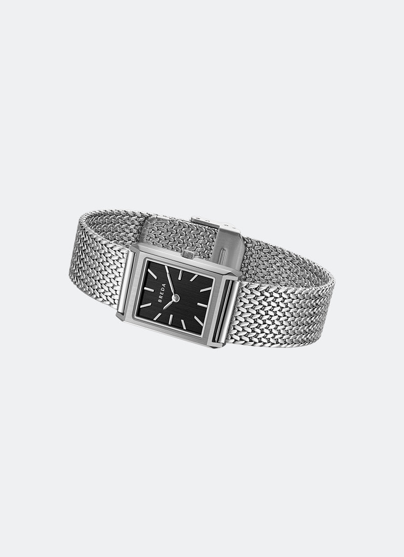 breda virgil tethered stainless steel metal watch mesh angle