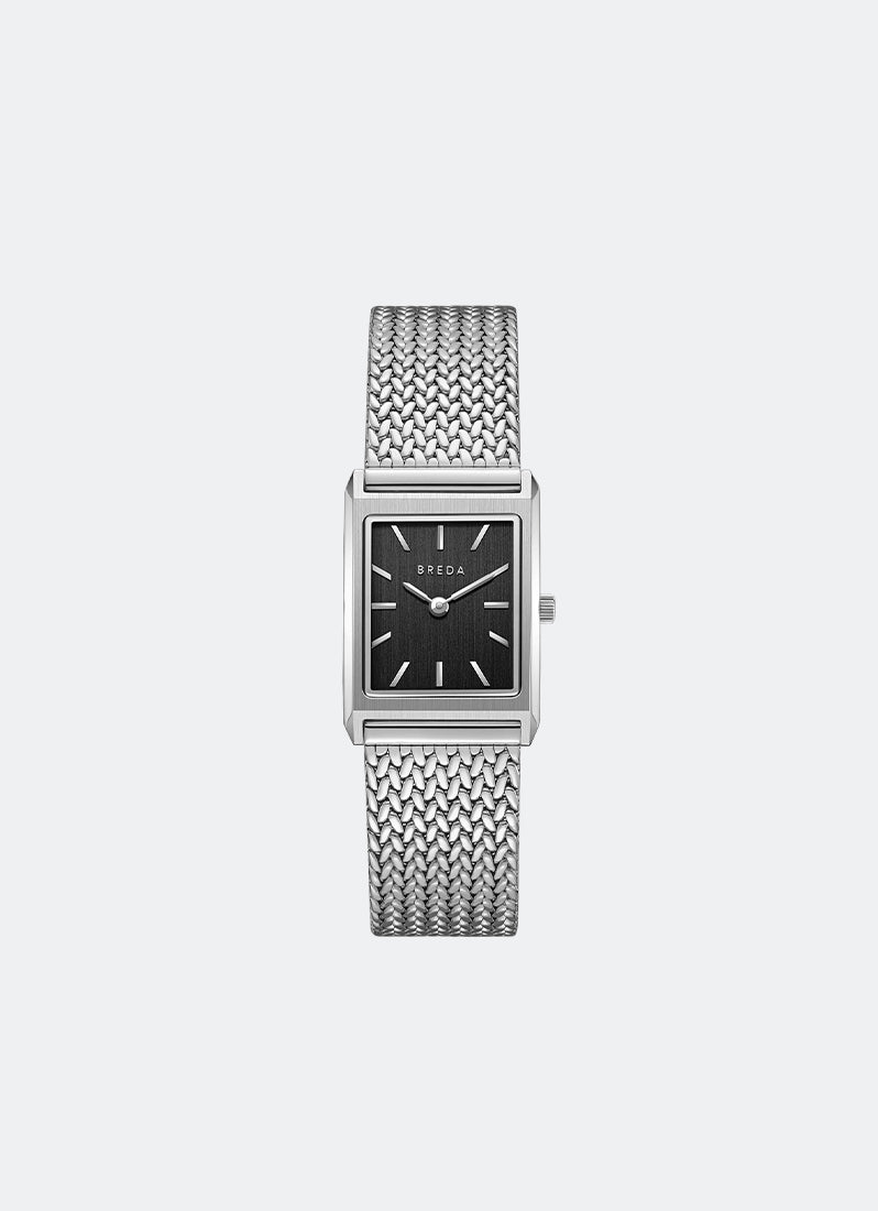 breda virgil tethered stainless steel metal watch mesh front