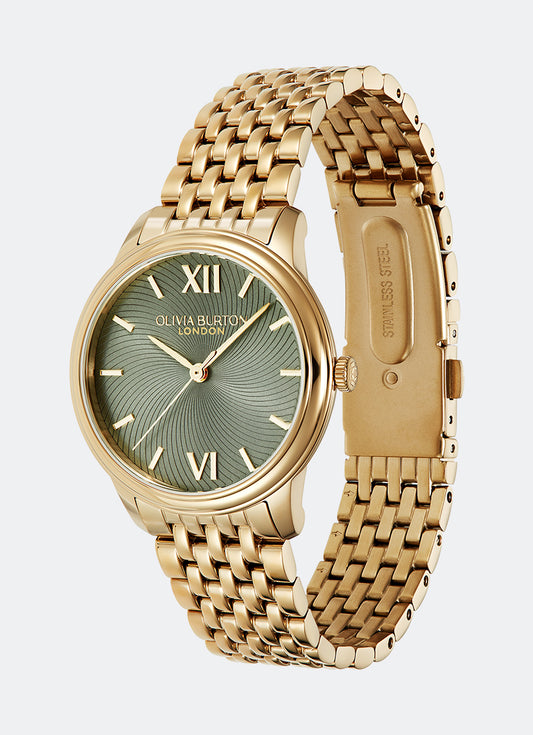 Classic Swirl Sage Green & Gold Bracelet Watch 32mm - 24000130