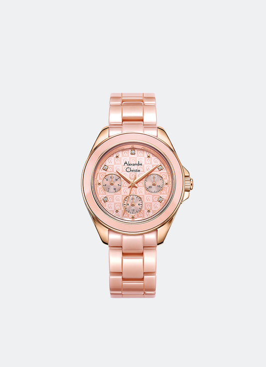 Passion Boyfriend Multifunction Band Rose Gold Pink Dial 34mm - ACF2A70BFBRGPN