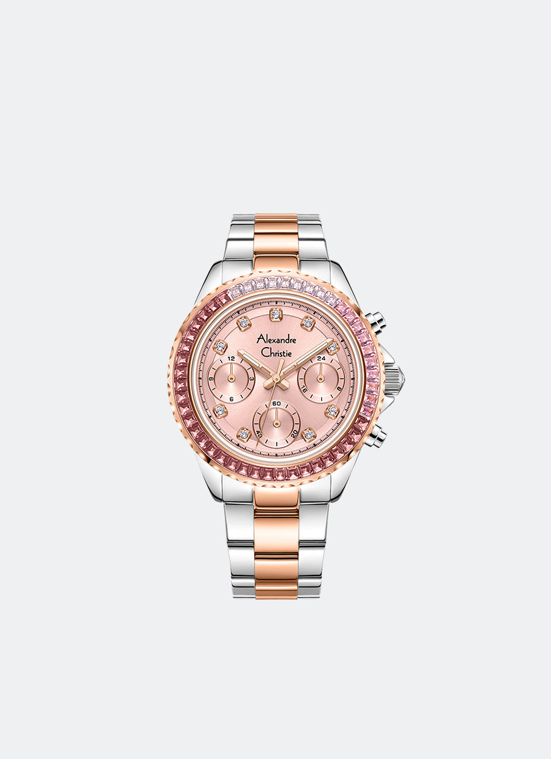 Passion Boyfriend Band Dual Time Silver Blush 36mm - AC2B13BFBTRPN