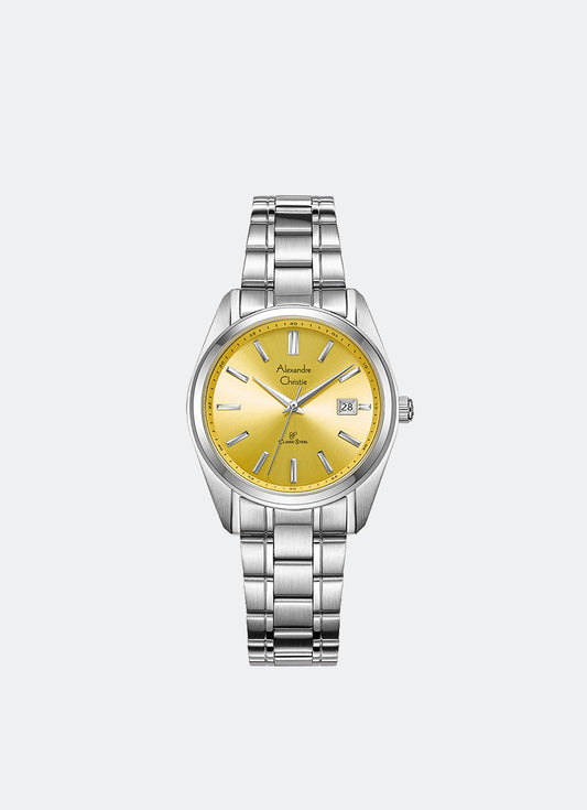 Macaron Ladies Band Date Silver Yellow sunray 32mm -AC8660LDBSSYL