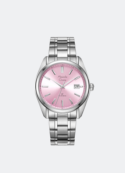 Macaron Men Band Date Silver Pink sunray 40mm - AC8660MDBSSLK