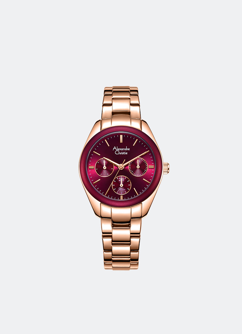 Passion Boyfriend Band Multifunction Rose Gold Red Dial 33mm - AC2A85BFBRGRE