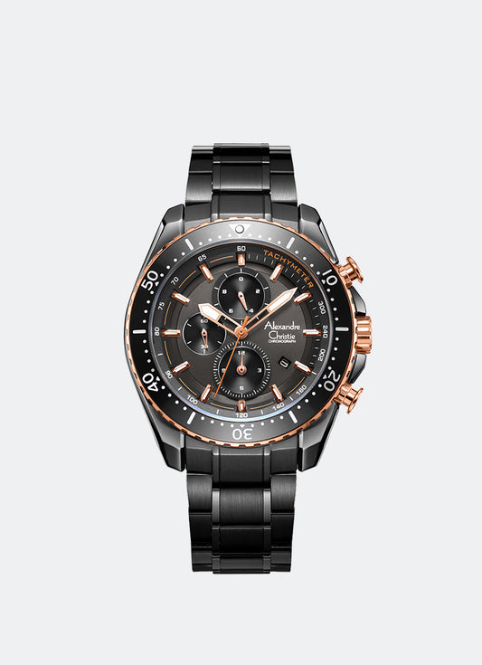 Sport Chrono Men Band Chronograph Black Grey Dial 46mm - AC6503MCBIPBARG