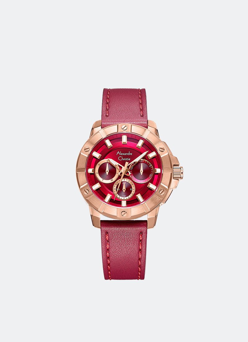 Multifunction Boyfriend Band Multifunction Rose Gold Red Dial 37mm - AC6609BFLRGRE
