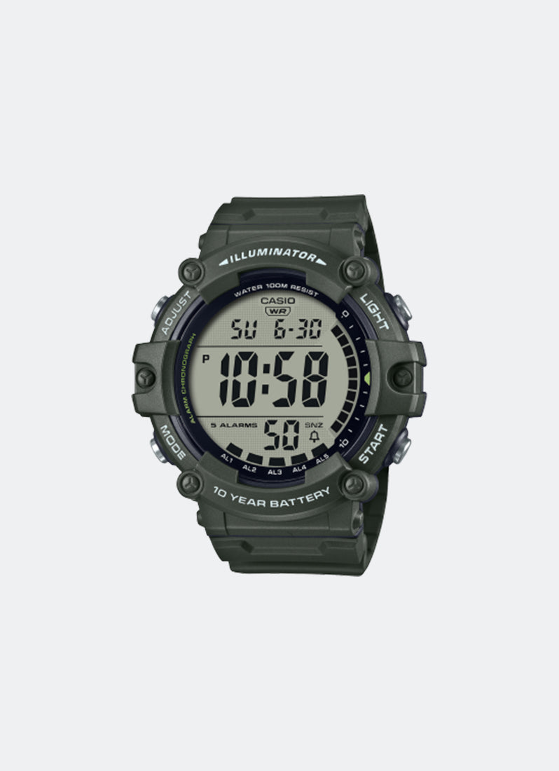 Casio Digital Green Resin Strap 51.3mm Men AE-1500WHX-3AVDF