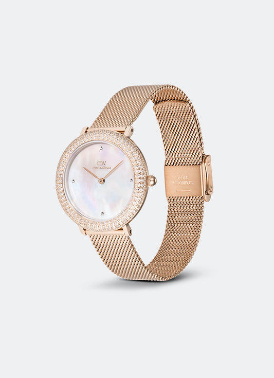 Crystalline Bezel Melrose White Mother of Pearl Rose Gold (32) - DW00100823