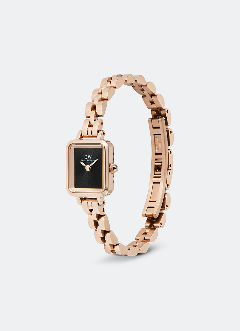 Daniel Wellington Quadro Mini Onyx Arch 3-Link Sunray Rose Gold Angle