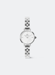 Daniel Wellington Petite Mini White Arch 3-Link Silver Front
