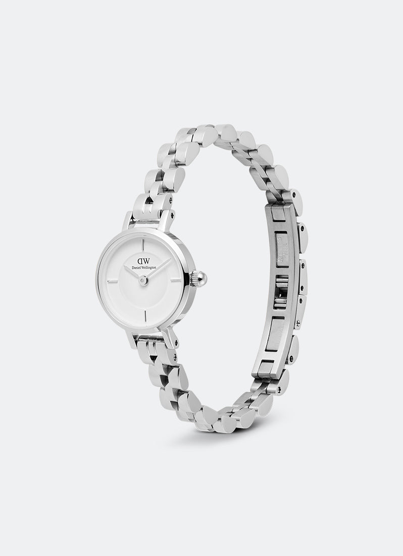 Daniel Wellington Petite Mini White Arch 3-Link Silver Angle