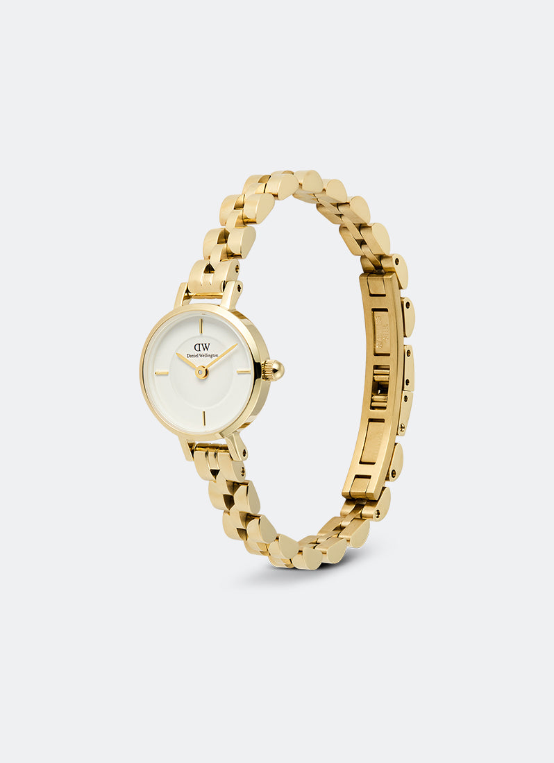 Daniel Wellington Petite Mini White Arch 3-Link Gold Angle