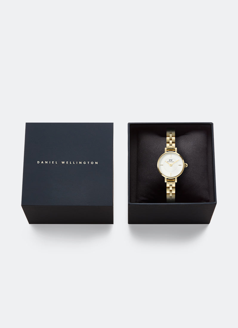 Daniel Wellington Petite Mini White Arch 3-Link Gold Box