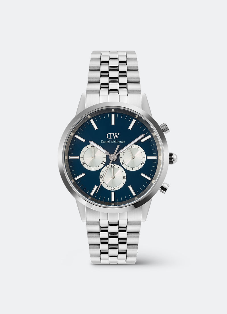 Daniel Wellington Iconic Arctic Chronograph Arch Panda 5-Link Silver Front