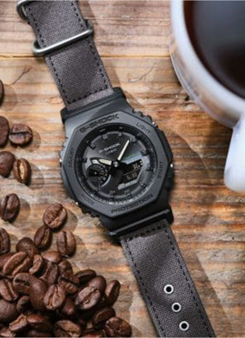 G-Shock Digital Analog Black Dial Black Cloth band (Made of traceable organic TRUECOTTON) Strap 45.4mm Men GA-B2100CT-1A5DR - [Clearance Sale]