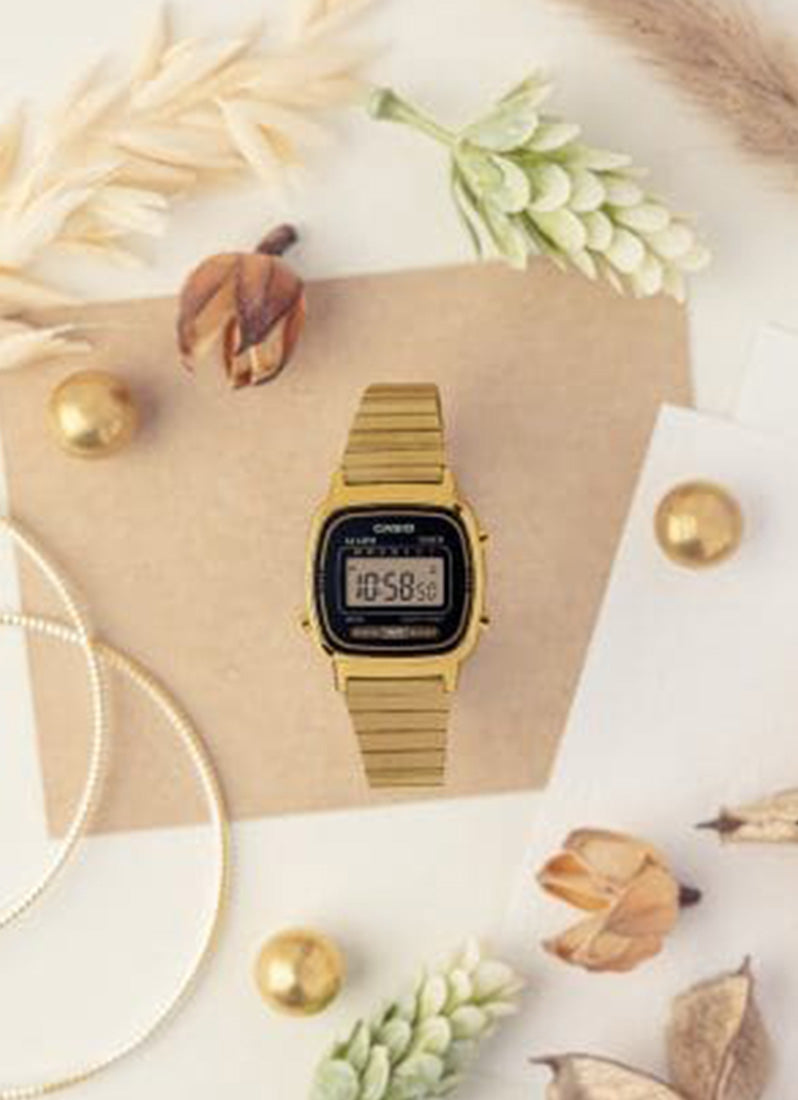 Casio Digital Gold Stainless Steel Strap 24.6mm Ladies LA670WGA-1DF