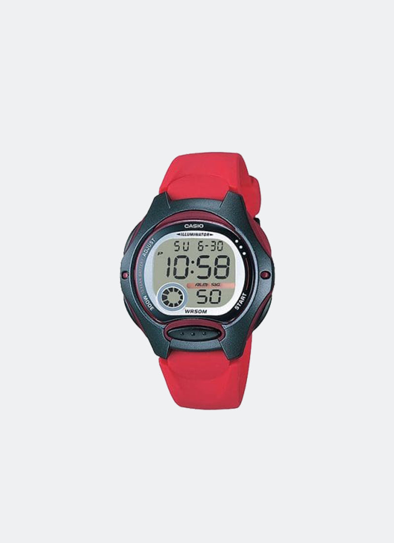 Casio Digital Red Resin Strap 34.9mm Ladies LW-200-4AVDF