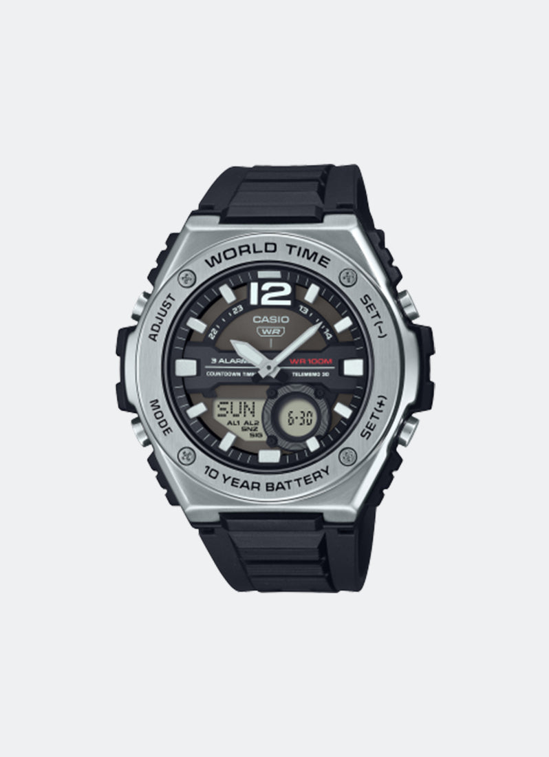 Casio Digital Analog Black Resin Strap 50.6mm Men MWQ-100-1AVDF