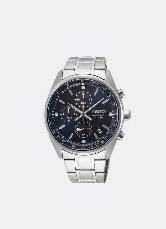 Seiko Conceptual Quartz Men Dark Blue Dial Silver Bracelet 41.5mm - SSB377P1