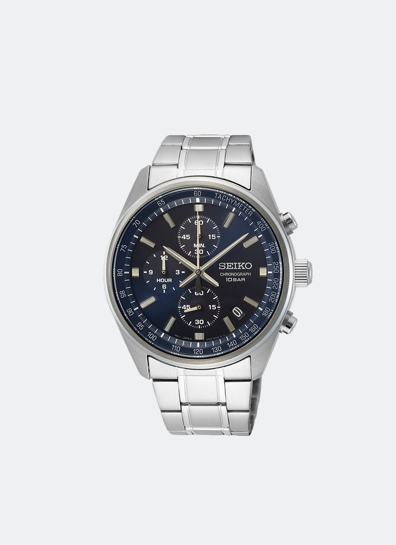 Seiko Conceptual Quartz Men Dark Blue Dial Silver Bracelet 41.5mm - SSB377P1